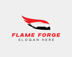 Flaming Wing Race Car logo design