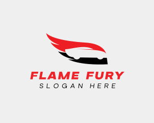 Flaming Wing Race Car logo design