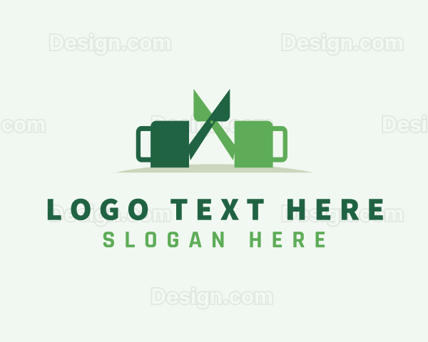 Gardener Watering Can Landscaping Logo