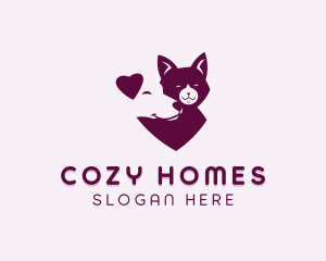Heart Dog Cat logo design