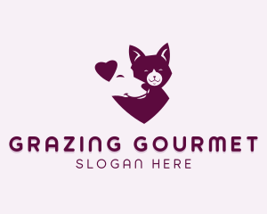 Heart Dog Cat logo design