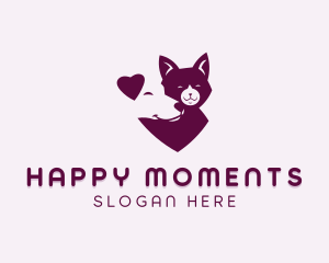 Heart Dog Cat logo design