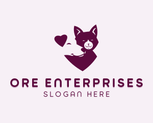 Heart Dog Cat logo design