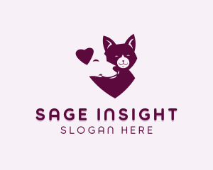 Heart Dog Cat logo design