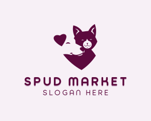 Heart Dog Cat logo design