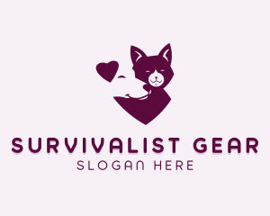 Heart Dog Cat logo design