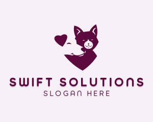 Heart Dog Cat logo design