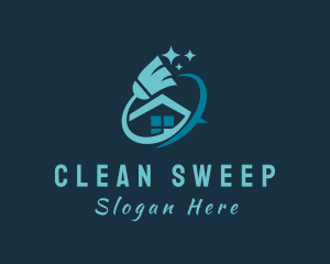 Broom Housekeeping Cleaner logo design