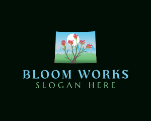 Indian Paintbrush Flower Wyoming logo design