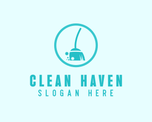 Broom Cleaning Germs logo design