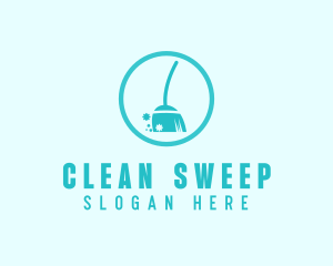 Broom Cleaning Germs logo design