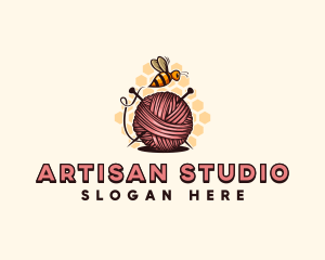 Honey Bee Yarn Ball Tailoring logo design