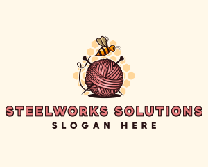 Honey Bee Yarn Ball Tailoring logo design