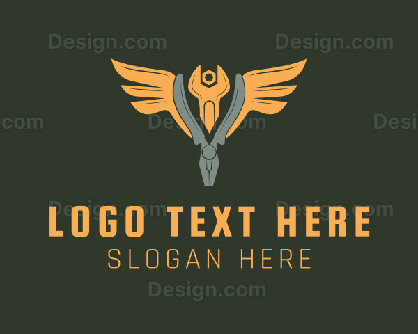 Winged Pliers Mechanic Logo