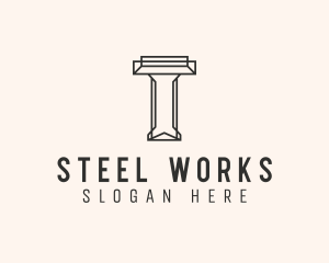 Industrial Steel Letter T logo