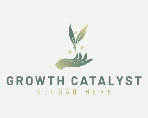 Organic Hand Leaf logo design