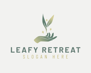 Organic Hand Leaf logo design