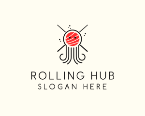 Seafood Sushi Octopus logo design