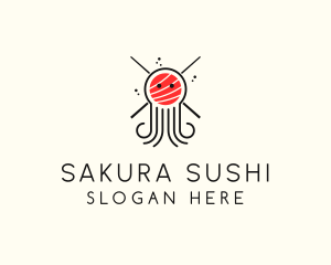 Seafood Sushi Octopus logo design