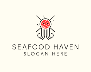 Seafood Sushi Octopus logo design