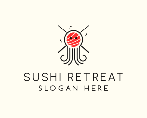 Seafood Sushi Octopus logo design