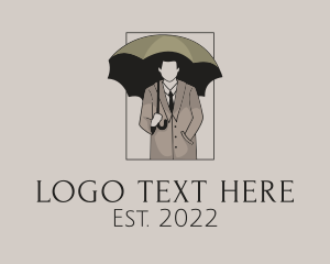 Vintage - Vintage Umbrella Man logo design