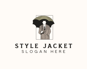 Vintage Umbrella Man logo design