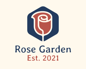 Minimalist Rose Hexagon Badge logo