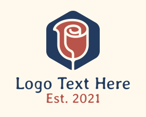Romance - Minimalist Rose Hexagon Badge logo design
