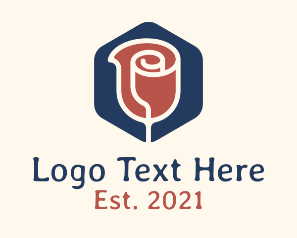 Minimalist Rose Hexagon Badge logo