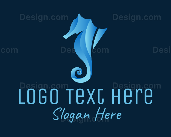 3D Blue Seahorse Logo