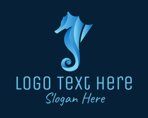 3D Blue Seahorse logo design