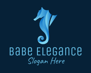 3D Blue Seahorse logo design