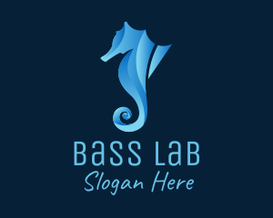 3D Blue Seahorse logo design