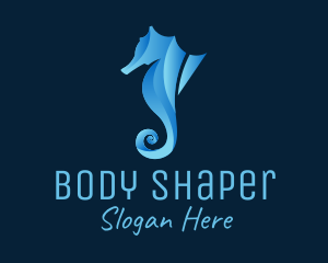 3D Blue Seahorse logo design