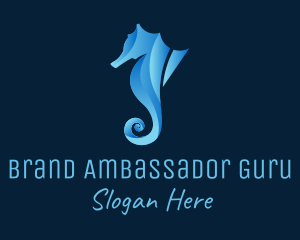 3D Blue Seahorse logo design