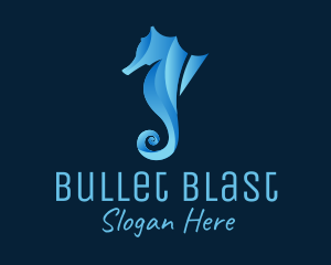 3D Blue Seahorse logo design