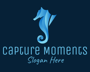 3D Blue Seahorse logo