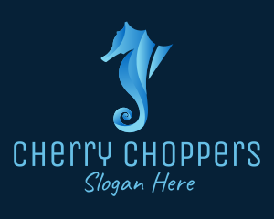 3D Blue Seahorse logo design