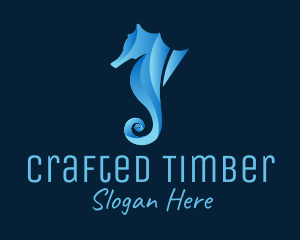 3D Blue Seahorse logo design