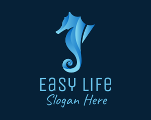 3D Blue Seahorse logo design