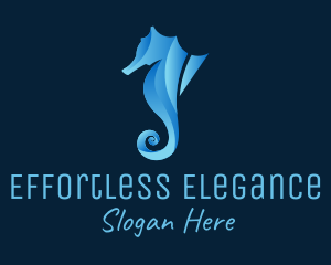 3D Blue Seahorse logo design