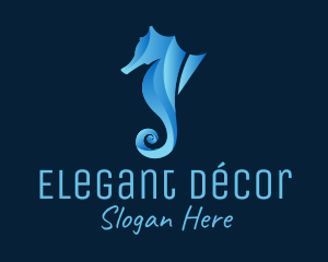 3D Blue Seahorse logo design