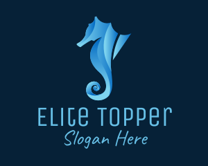 3D Blue Seahorse logo design