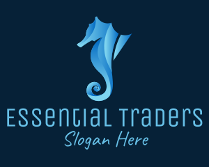 3D Blue Seahorse logo design