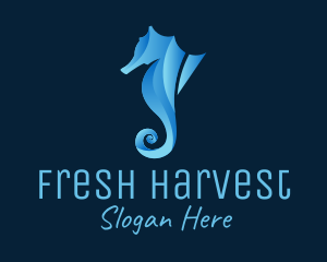 3D Blue Seahorse logo design