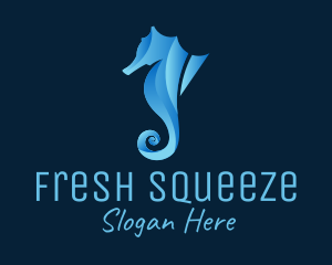 3D Blue Seahorse logo design