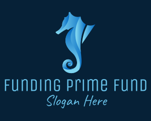 3D Blue Seahorse logo design