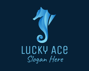 3D Blue Seahorse logo design