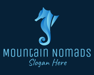 3D Blue Seahorse logo design